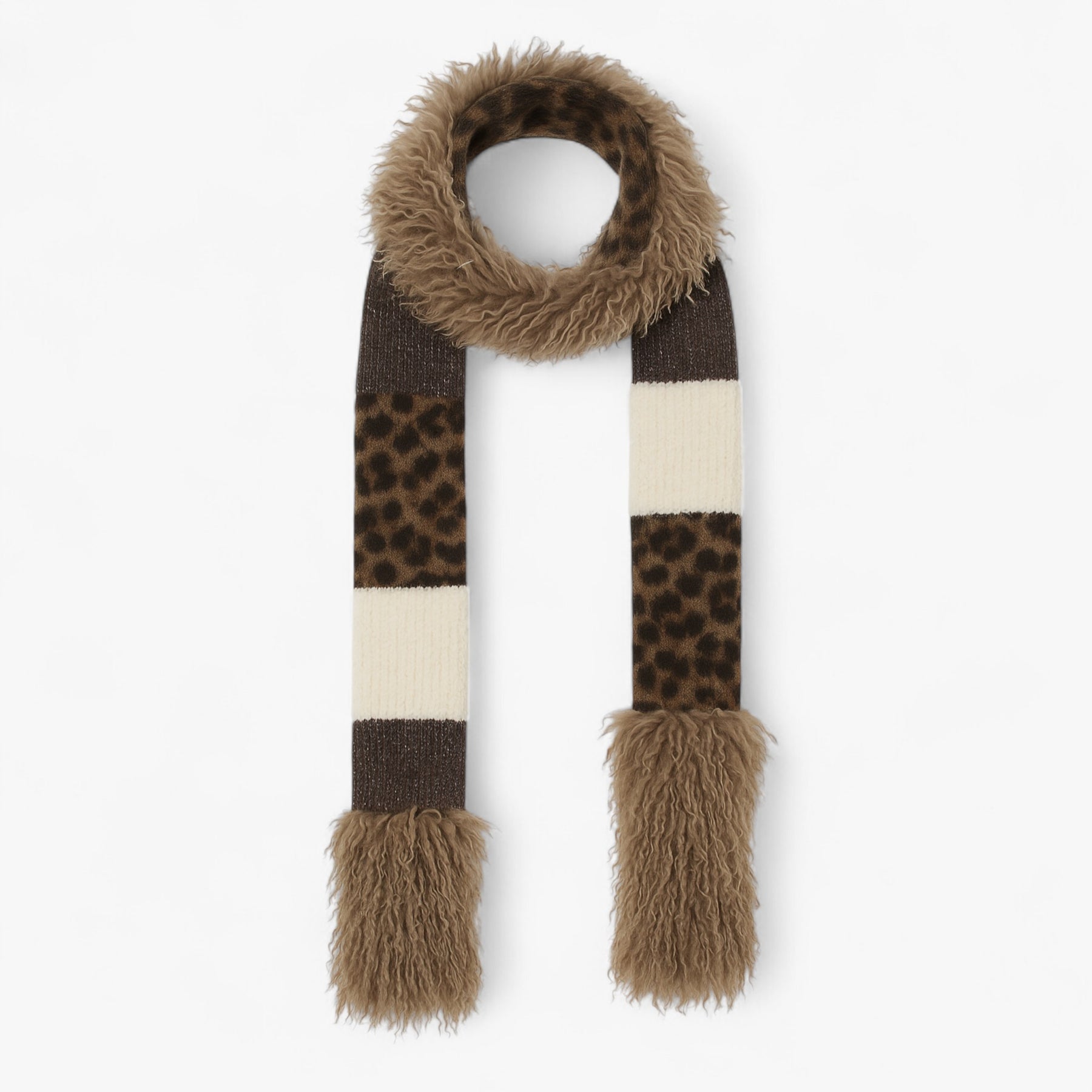 Scarf : Sjaal Lichtbruin - Luipaard Breisjaal - Warme en Stijlvolle Must-Have in van Pantino