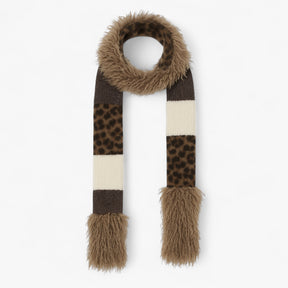 Scarf : Sjaal Lichtbruin - Luipaard Breisjaal - Warme en Stijlvolle Must-Have in van Pantino