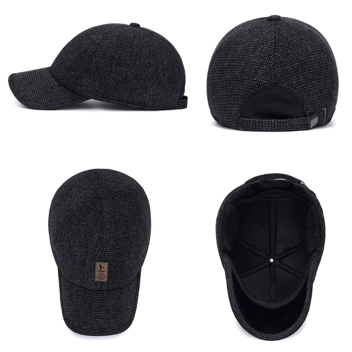 Baseball Cap : SnapHat - Gebreide Winter Baseballpet Donkergrijs in van Pantino