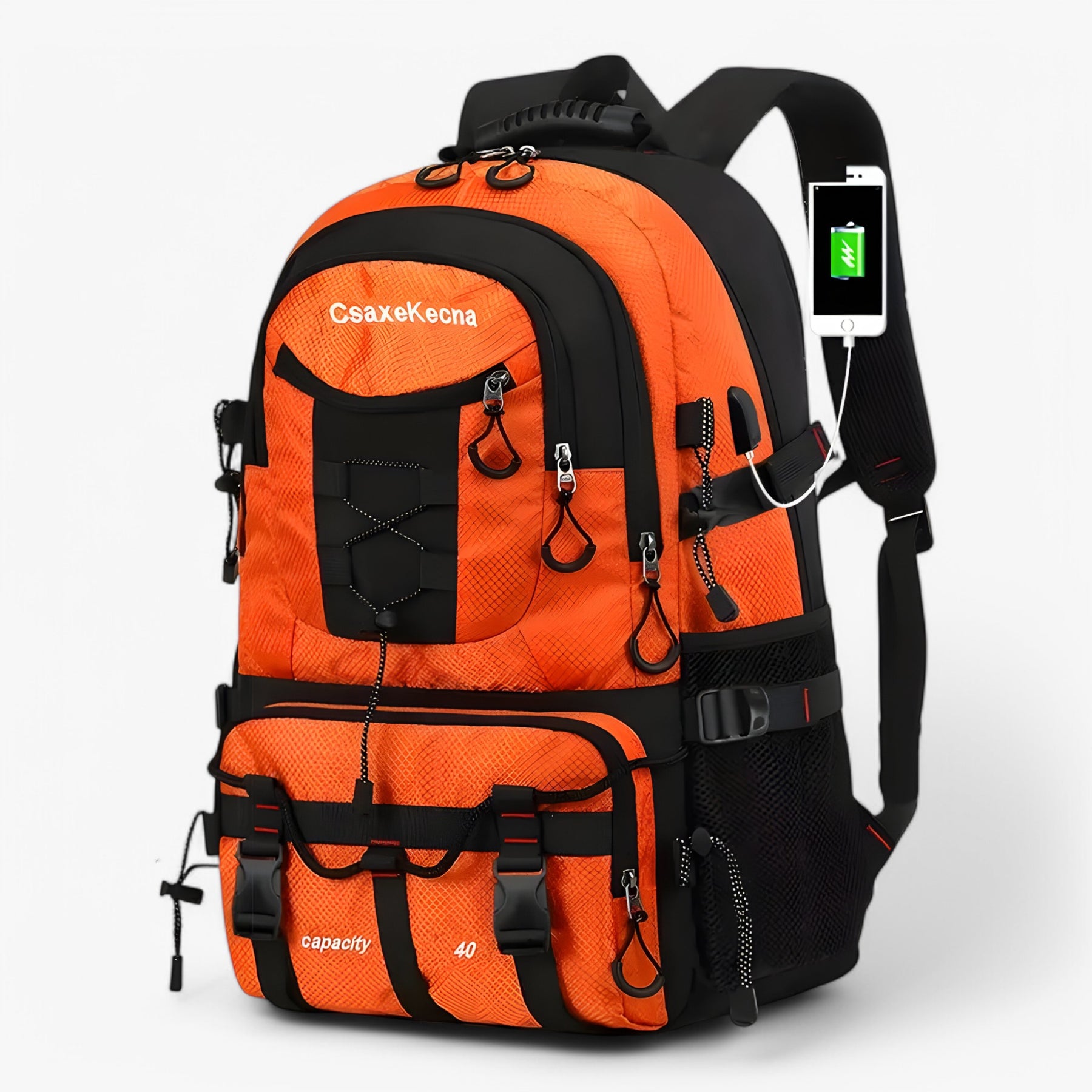 outdoor equipment : Trekking Rugzak 40L Oranje - Waterdichte, Duurzame & Comfortabele Backpack voor Heren & Dames in Oranje van Pantino
