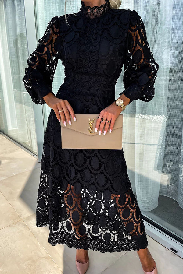 Dress : Elegante Jurk Dames Kant - Lichtroze in Zwart van Pantino