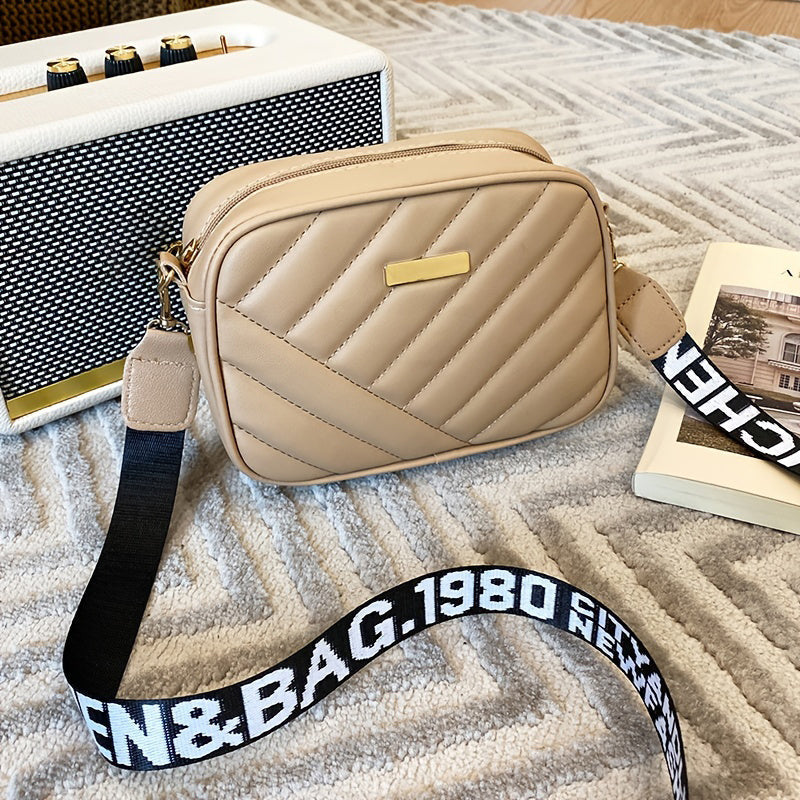 bags : Crossbody Tas Zwart - S.f.y. - Vierkanten in Khaki van Pantino