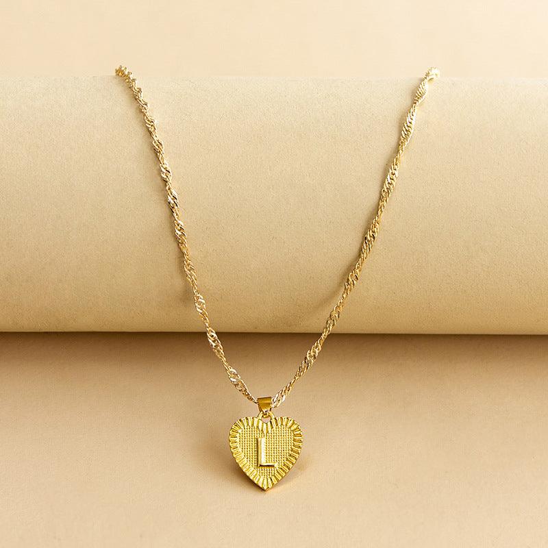 Necklace : Initiaal Hart Hanger in Gold L van Pantino