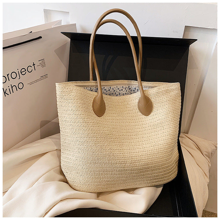 bags : Groene Geweven Strandtas met Handvatten - Perfect voor Zomer & Vakantie in Beige 41x30x14cm van Pantino