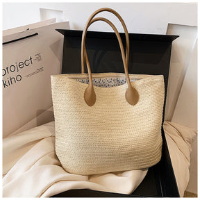 bags : Groene Geweven Strandtas met Handvatten - Perfect voor Zomer & Vakantie in Beige 41x30x14cm van Pantino