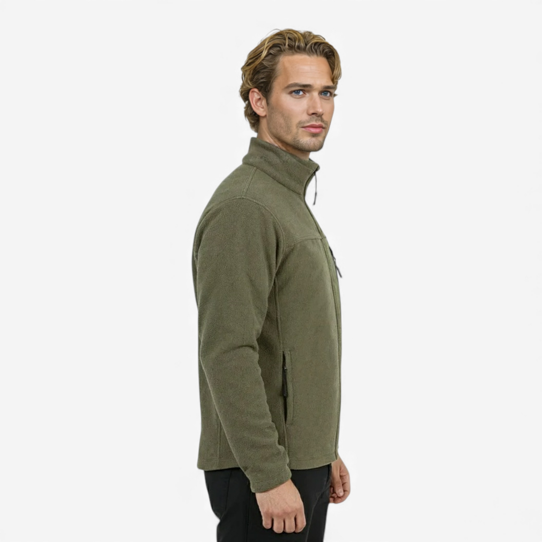 Heren Bovenkleding : Heren Slim Fit Winterjas van Polarfleece - Groen in van Pantino
