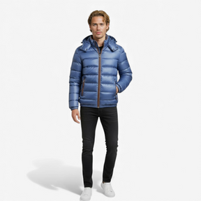 Herenjassen & -jacks : Heren Jas Winter met Capuchon - Blauw in van Pantino