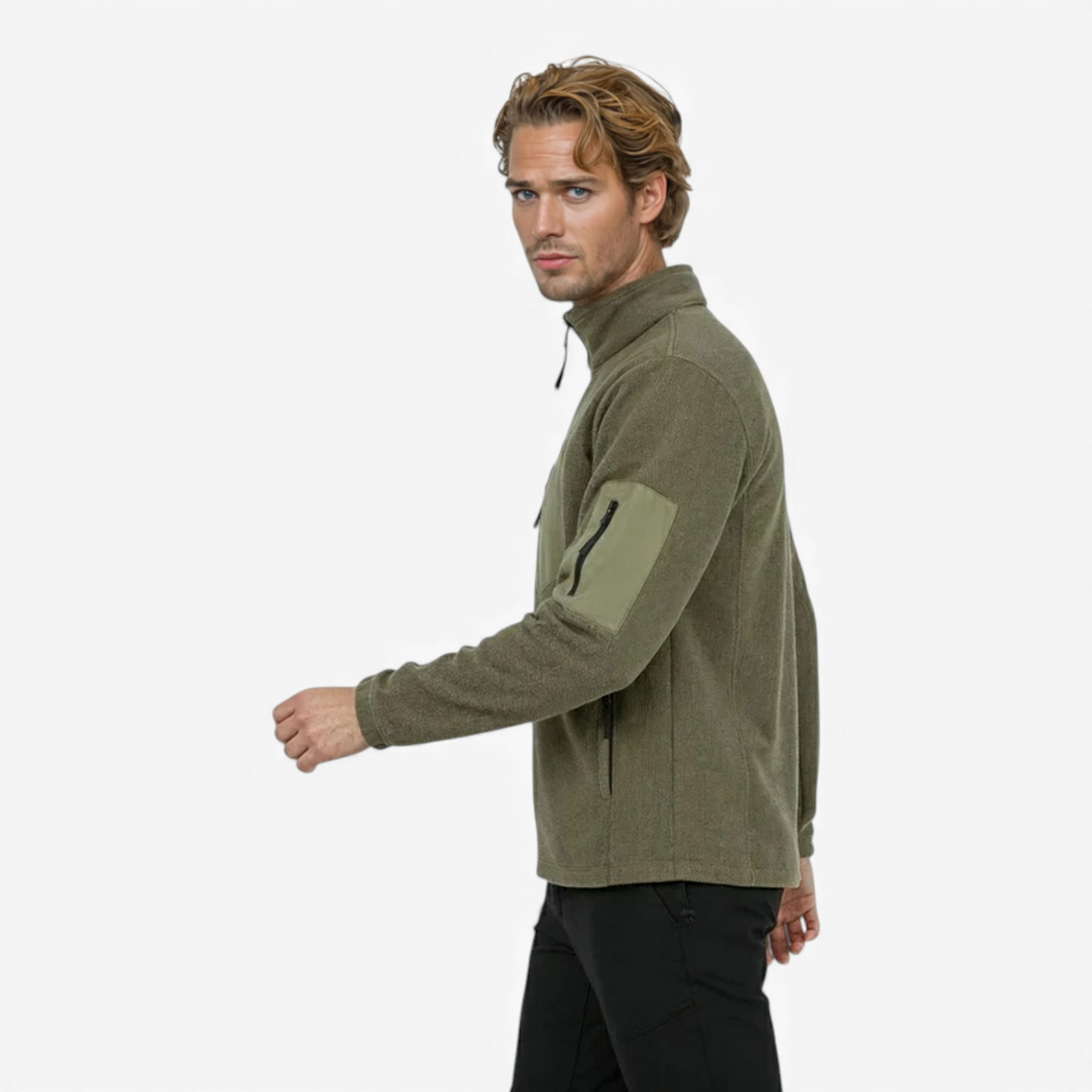 Heren Bovenkleding : Heren Slim Fit Winterjas van Polarfleece - Groen in van Pantino