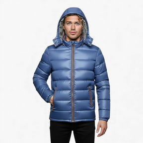 Herenjassen & -jacks : Heren Jas Winter met Capuchon - Blauw in van Pantino