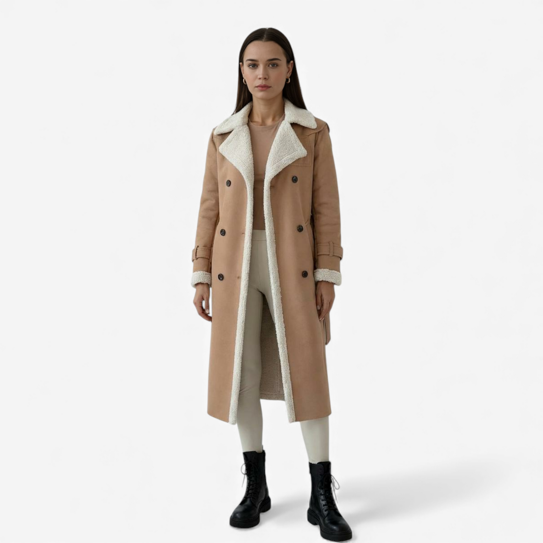 Winterjassen : Lange Gewatteerde Winterjas Dames - Khaki in van Pantino