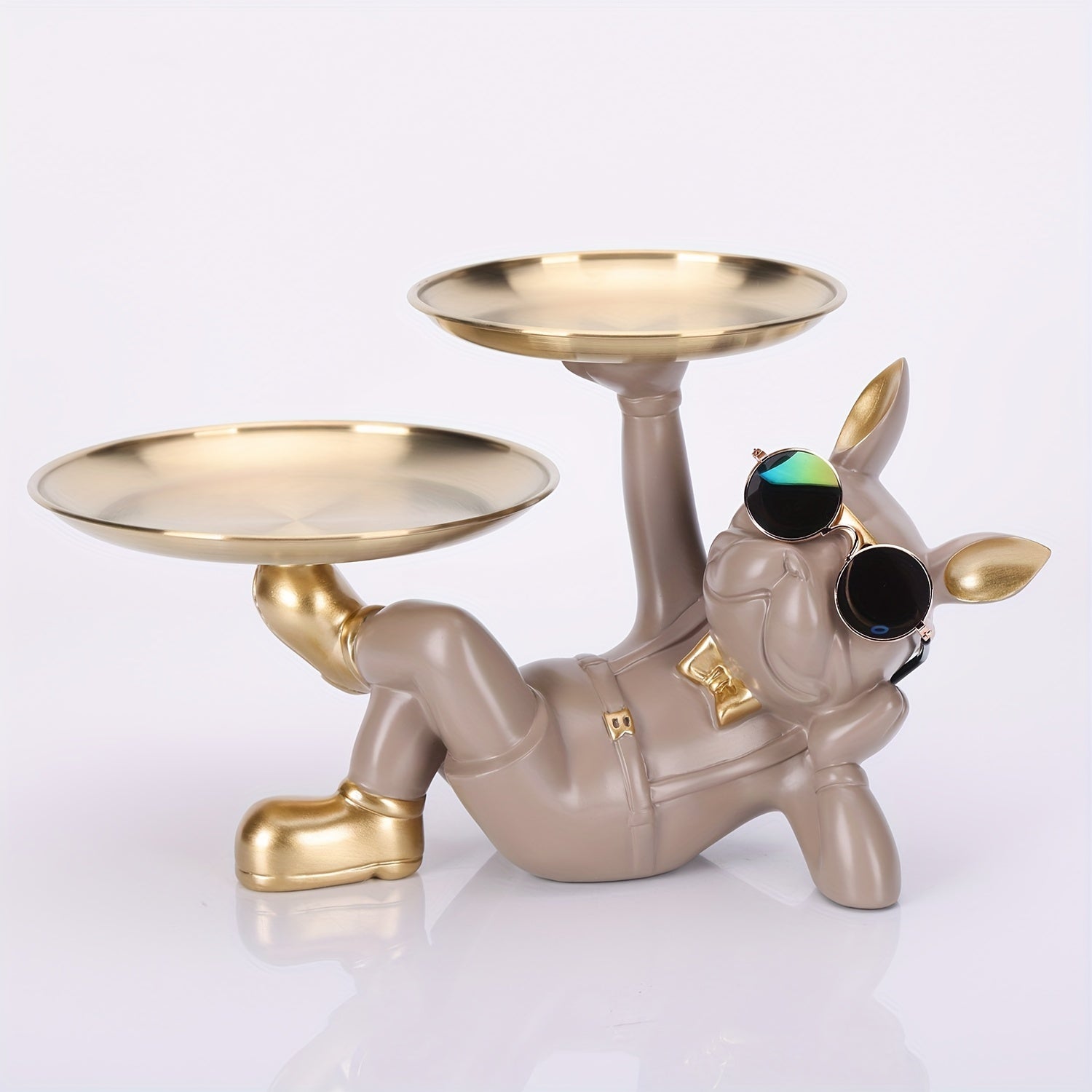 home & garden : Multifunctionele Bulldog Opbergstandbeeld - Marineblauw Zittend in Bruin Liggend van Pantino
