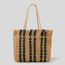 bags : Handgeweven Strandtas met Grote Capaciteit - Khaki in Khaki van Pantino