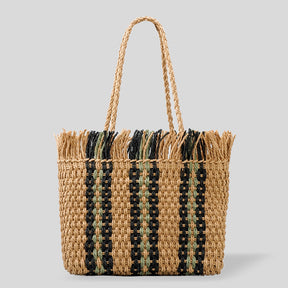 bags : Handgeweven Strandtas met Grote Capaciteit - Khaki in Khaki van Pantino