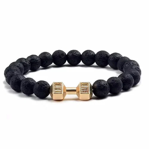 Bracelet : Armband Berijpt Goud - Elegante Dumbbell in Vulkaan Goud van Pantino