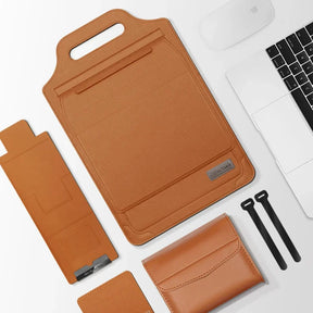 Laptop Sleeve : Laptophoes Bruin - Stijlvolle Veelzijdige Werkplek - Leer in van Pantino