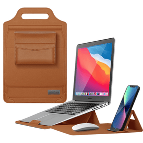 Laptop Sleeve : Laptophoes Bruin - Stijlvolle Veelzijdige Werkplek - Leer in Bruin van Pantino