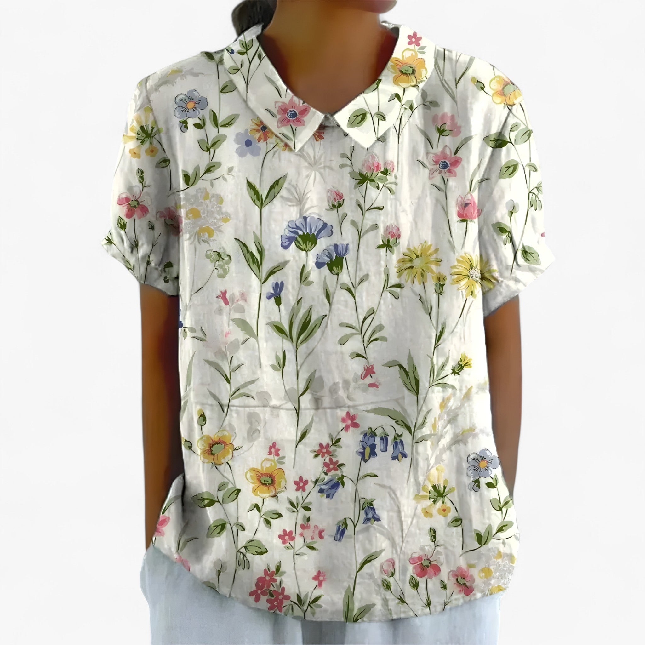 Women's Top Clothes : Elegante Bloemenblouse voor Dames van Viscose - Bedrukt Patroon in van Pantinoshop