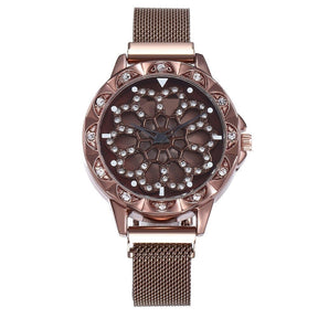watches : Horloge Dames Rosegoud - Flower Watch Bloem in Bruin van Pantino