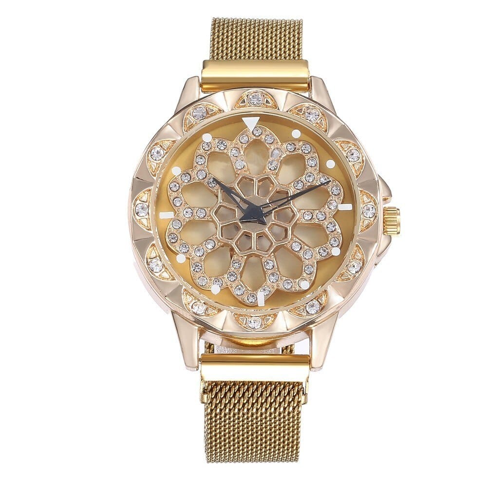 watches : Horloge Dames Rosegoud - Flower Watch Bloem in Goud van Pantino