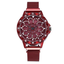 watches : Horloge Dames Rosegoud - Flower Watch Bloem in Rood van Pantino
