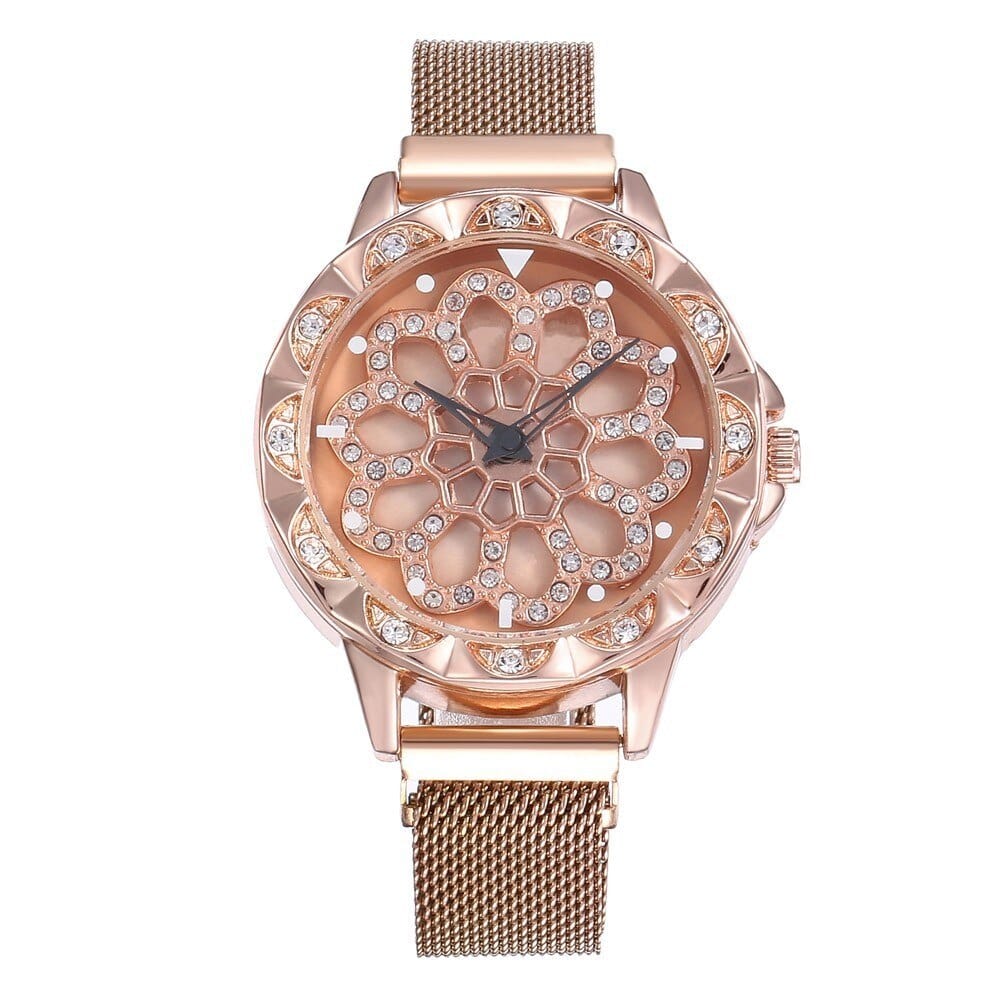 watches : Horloge Dames Rosegoud - Flower Watch Bloem in Rosegoud van Pantino