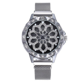 watches : Horloge Dames Rosegoud - Flower Watch Bloem in Zilver van Pantino