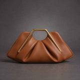 Clutch, microvezelleer, origami-stijl, met unieke gouden greep