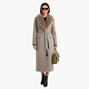 Damesjassen & -jacks : Jas Dames Khaki - Lange Winter met Bontkraag in van Pantino