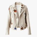 Damenjacke Weiß - Retro Übergangsjacke mit Blumenmuster