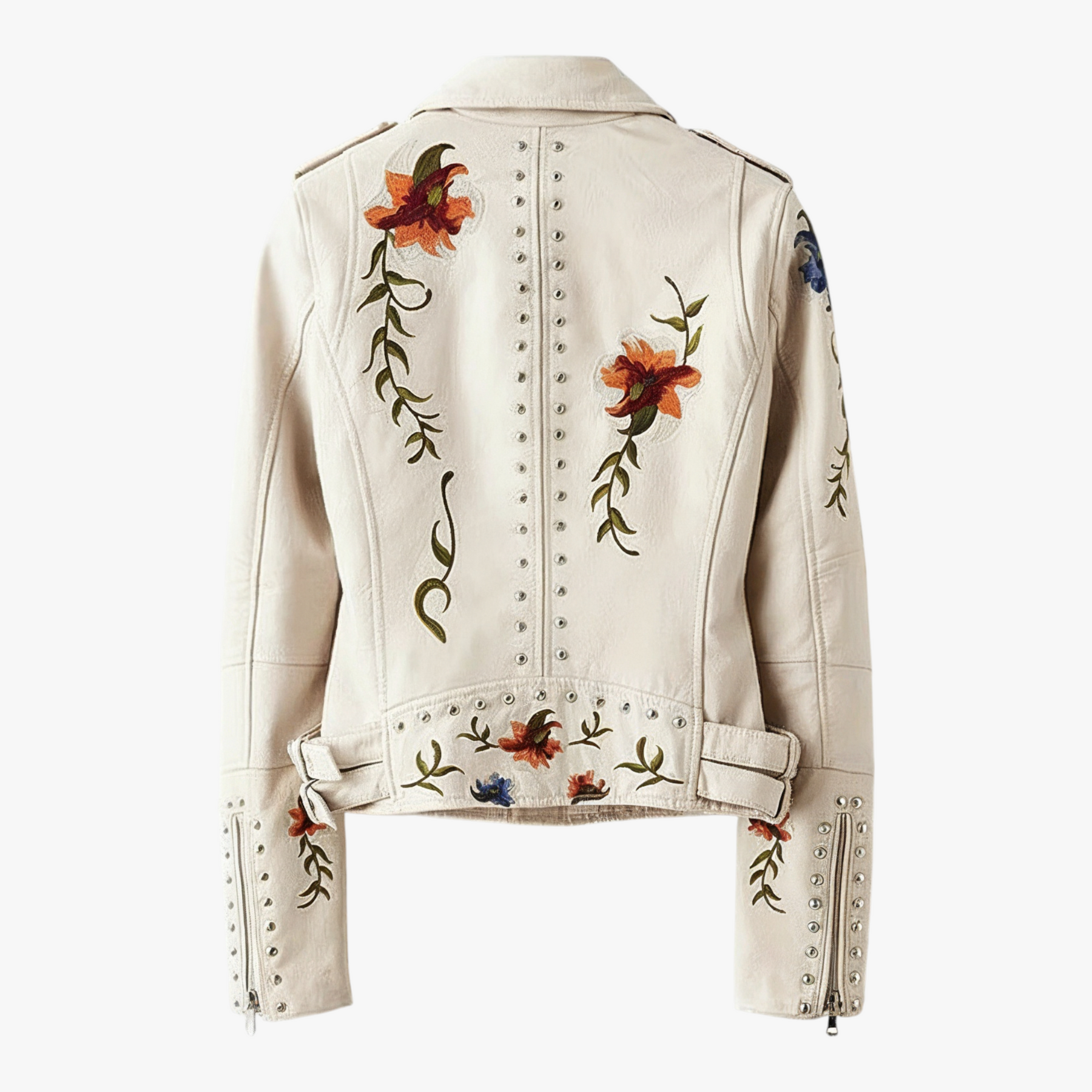 Damesjassen & -jacks : Jas Dames Wit - Retro Tussenjas met Bloemenmotief in van Pantino
