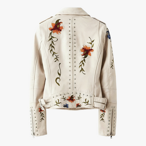 Damesjassen & -jacks : Jas Dames Wit - Retro Tussenjas met Bloemenmotief in van Pantino