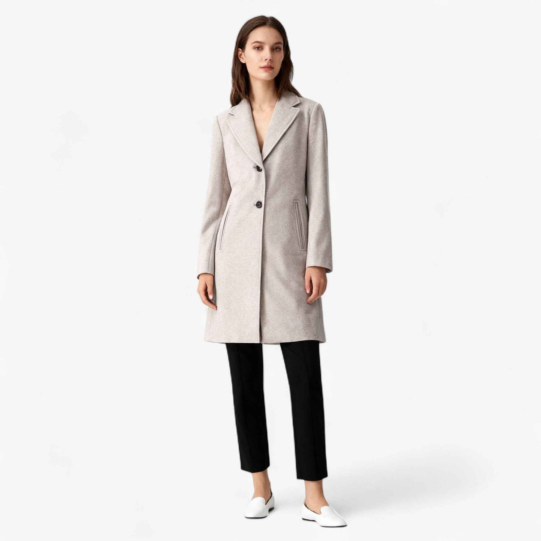 Damesjassen & -jacks : Jas Dames Khaki - Vintage Elegante met Schoudervulling in van Pantino
