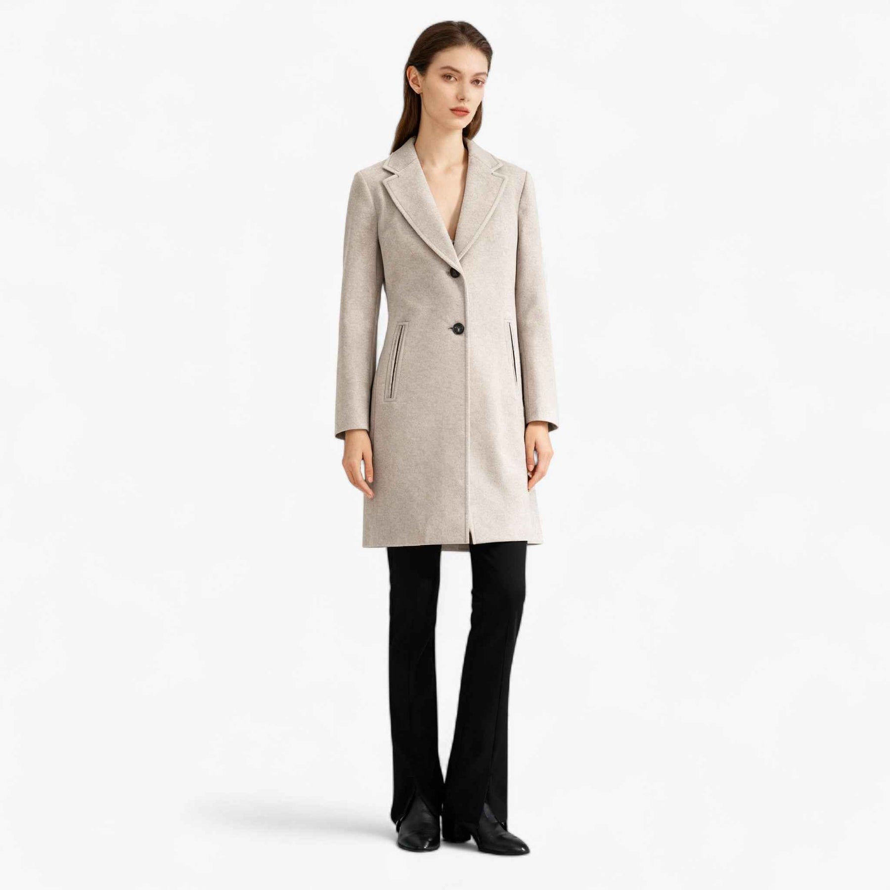 Damesjassen & -jacks : Jas Dames Khaki - Vintage Elegante met Schoudervulling in van Pantino