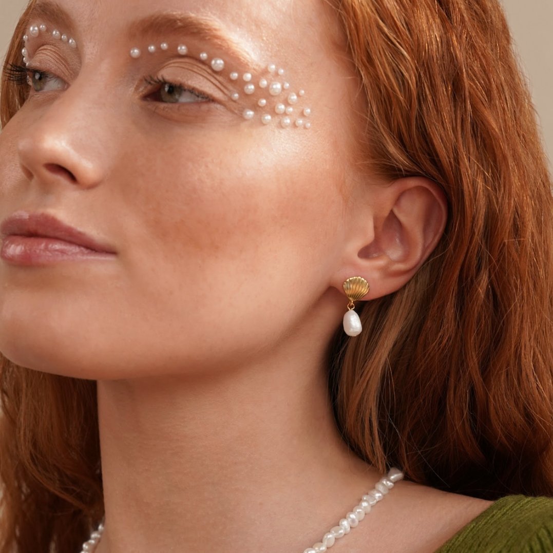 Earrings : Oorbellen Goud - Leya Pearl 2cm in van Pantino