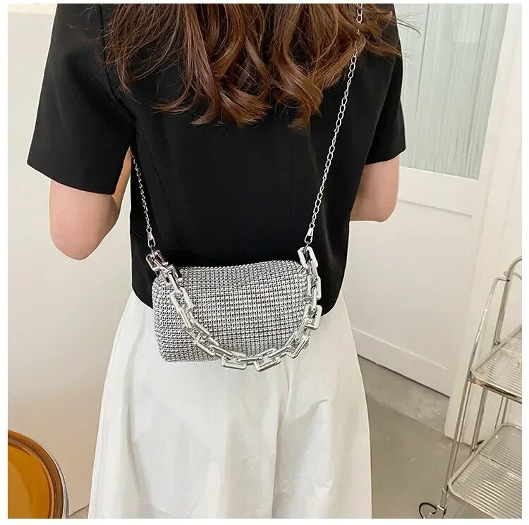 bags : Handtas Zilver - Elegante Trendy met Lovertjes in van Pantino
