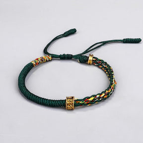 Bracelet : Geluksarmband Boeddhisme Zwart - Handgemaakt Vintage - Kralen in Groen van Pantino