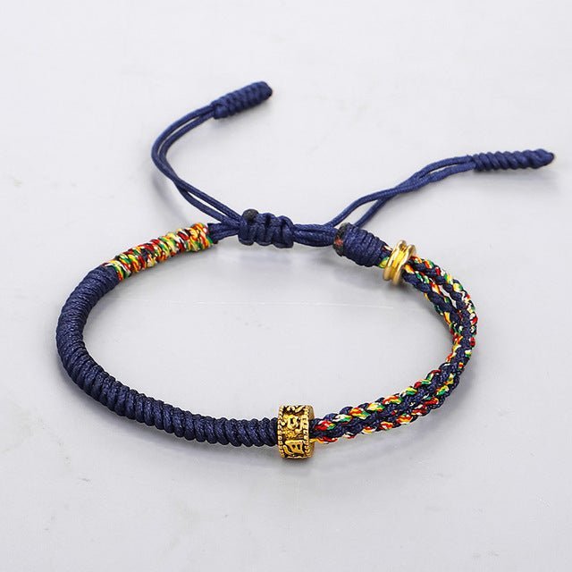 Bracelet : Geluksarmband Boeddhisme Zwart - Handgemaakt Vintage - Kralen in Donkerblauw van Pantino