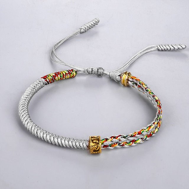 Bracelet : Geluksarmband Boeddhisme Zwart - Handgemaakt Vintage - Kralen in Grijs van Pantino