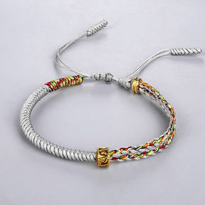 Bracelet : Geluksarmband Boeddhisme Zwart - Handgemaakt Vintage - Kralen in Grijs van Pantino