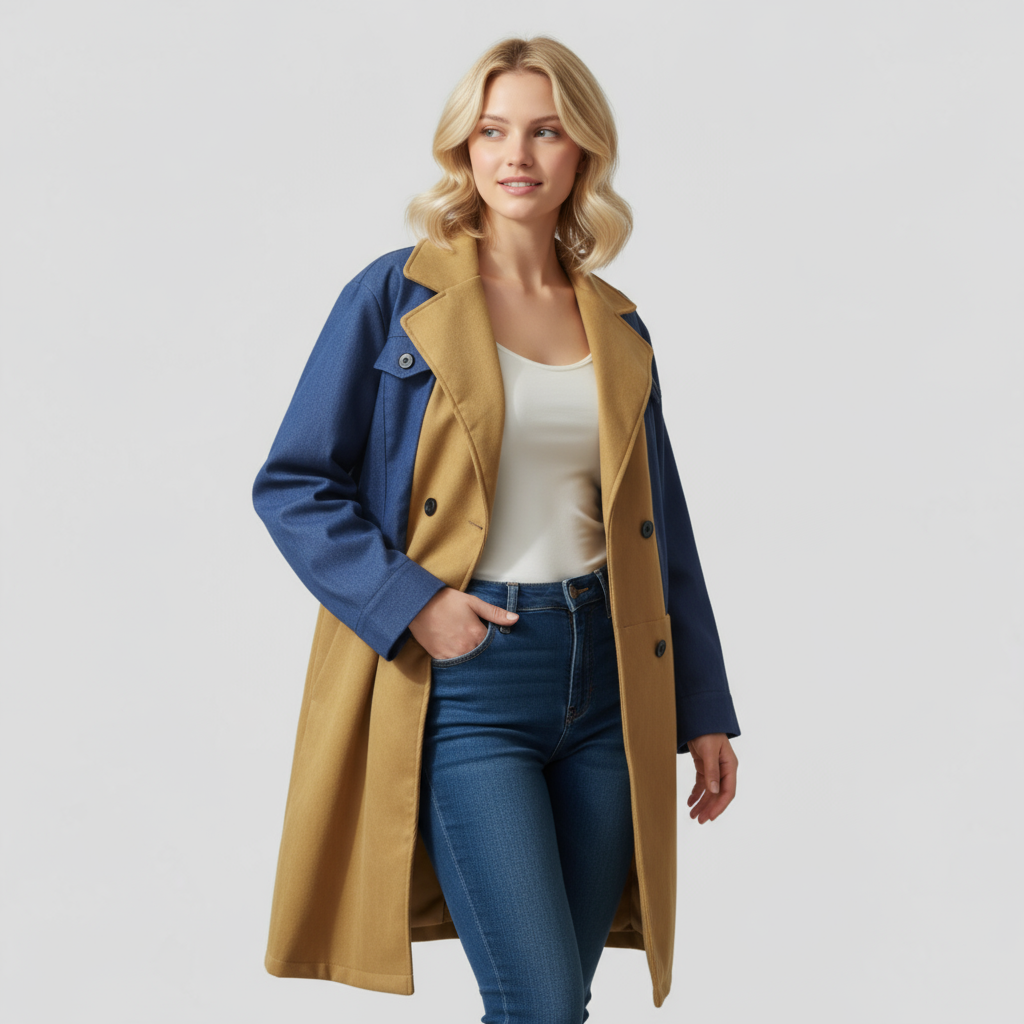 Clothes : Jas Dames Blauw - Elegante Lange in van Pantino