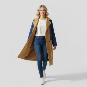 Clothes : Jas Dames Blauw - Elegante Lange in van Pantino