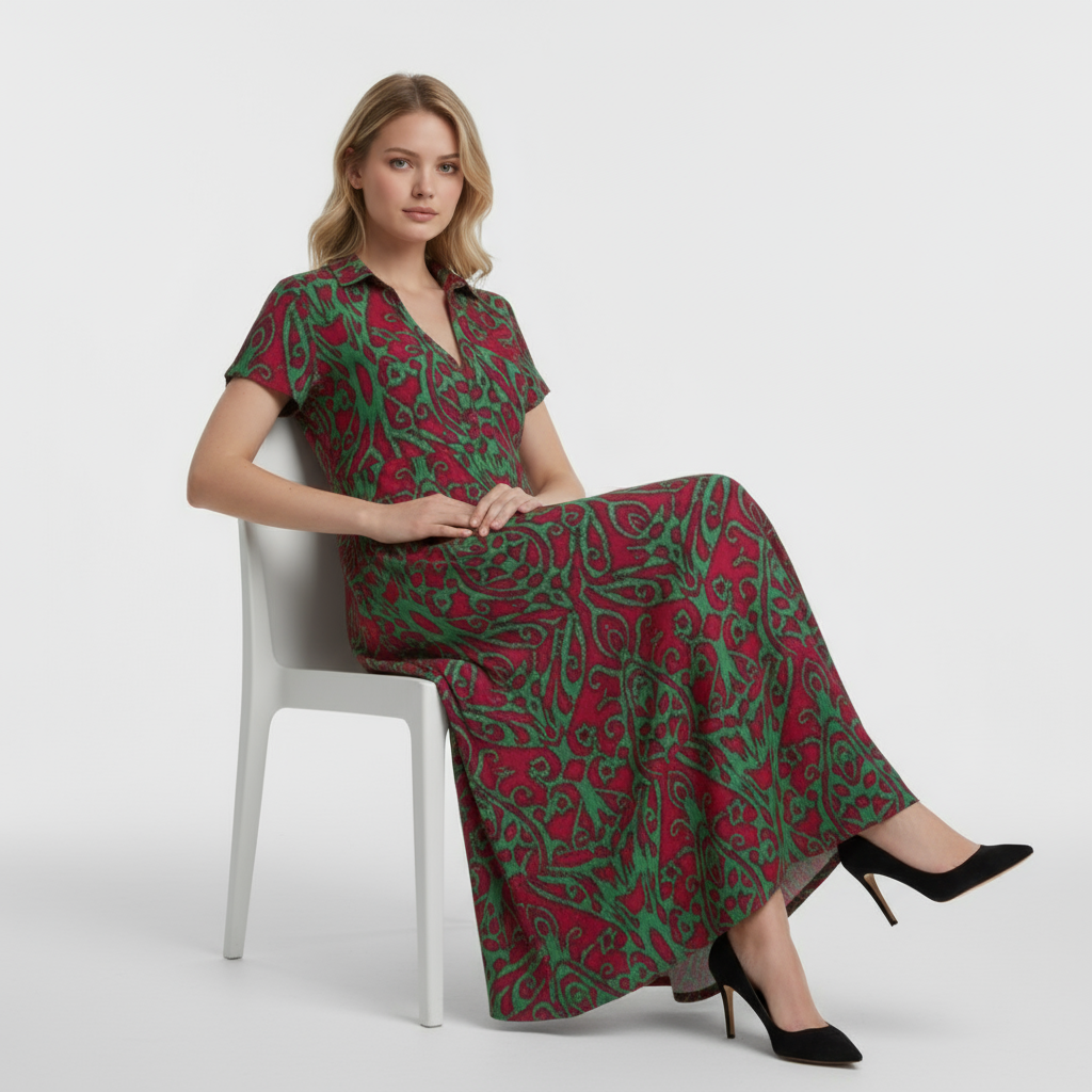 Dress : Maxi Jurk Dames Paars - Lange met Zakken in van Pantino