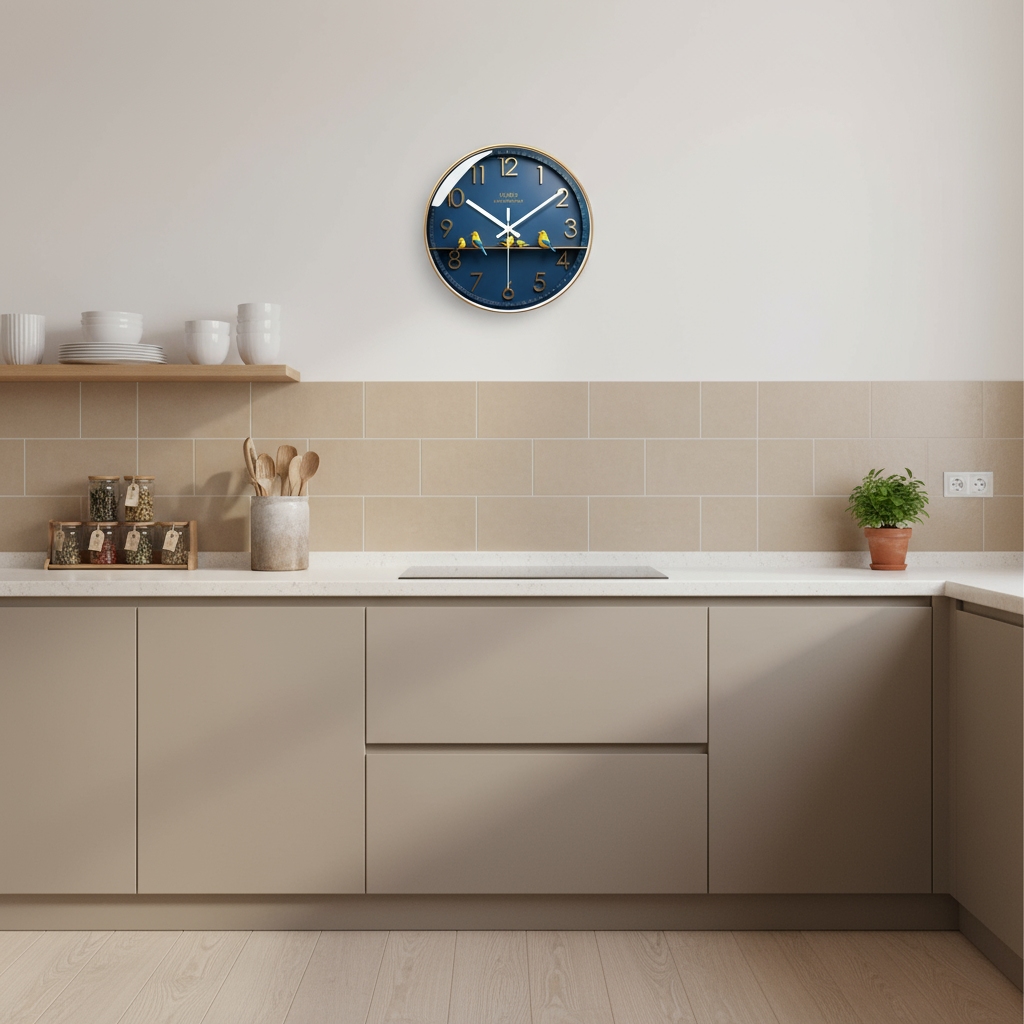 Stille Glazen Wandklok Modern Design voor Woonkamer/Keuken