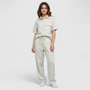 Women Set : Twee Piece Set Dames Zomeroutfit - Wit in van Pantino