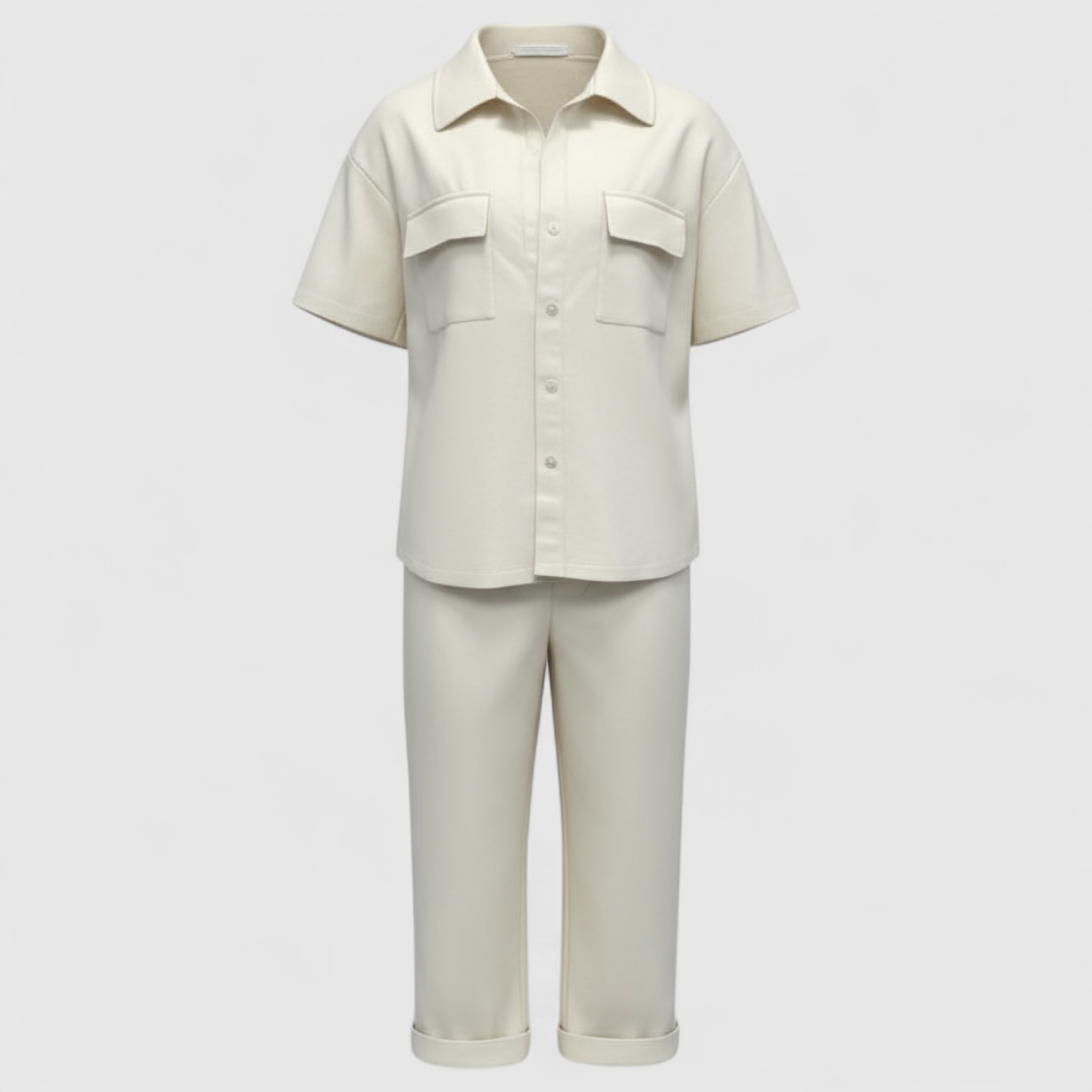 Women Set : Twee Piece Set Dames Zomeroutfit - Wit in van Pantino
