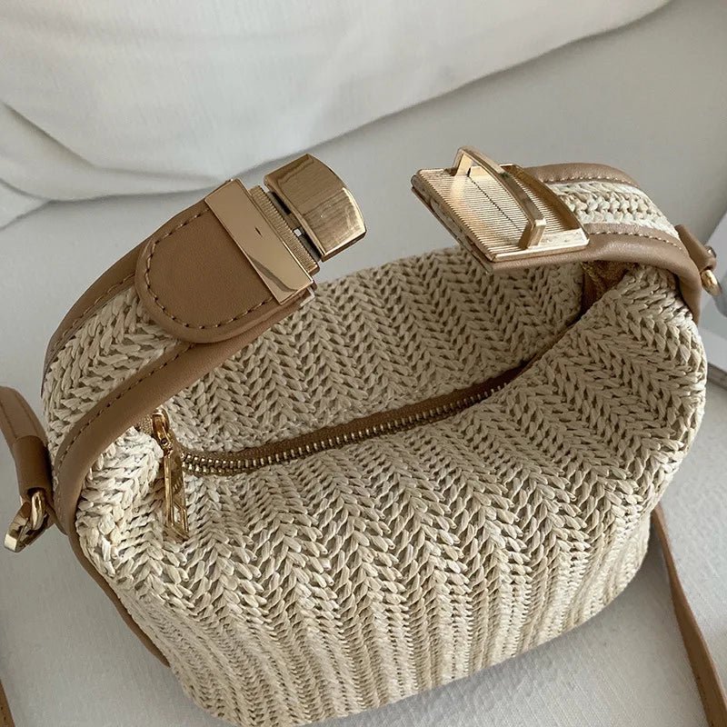 bags : Crossbody Tas Dames Beige - Geweven Grass Stijl - Stro in van Pantino