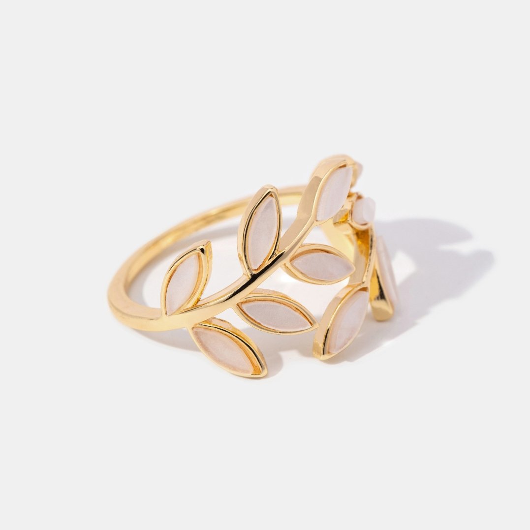 Ring : Ring Roze - Gold Leaf 7mm in van Pantino