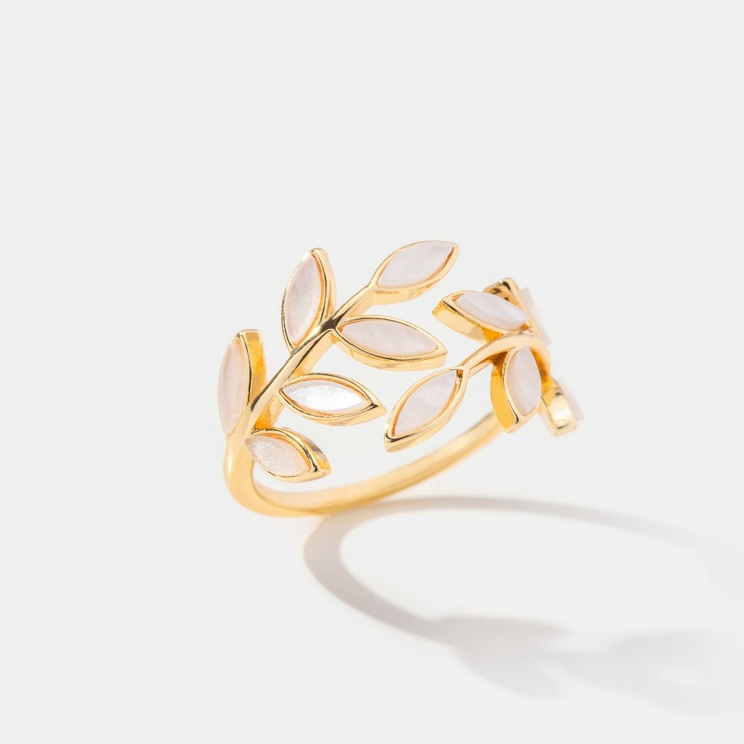 Ring : Ring Roze - Gold Leaf 7mm in van Pantino