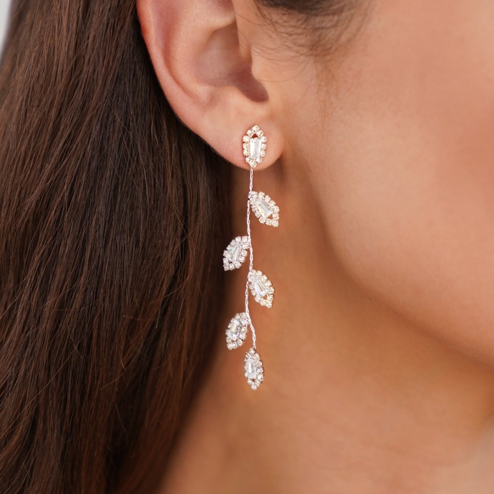 Earrings : Gold Crystal Vine Ketting - Goud Kristal Sieraad in van Pantino