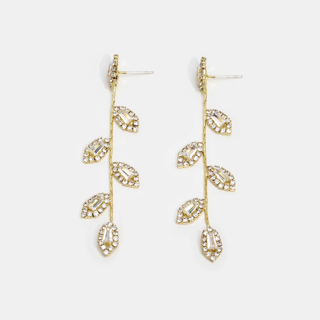 Earrings : Gold Crystal Vine Ketting - Goud Kristal Sieraad in van Pantino